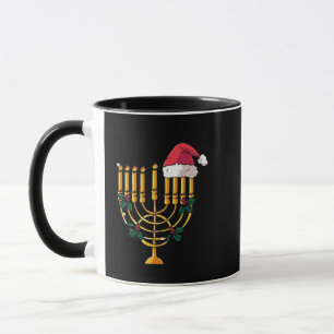 Taza Navidades Hanukkah Jewish Santa Menorah