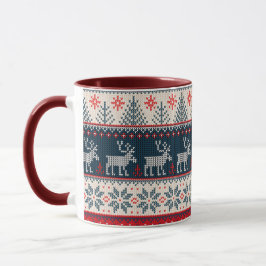 Taza Navidades Holiday Faux Knit Patrón Tema nórdico