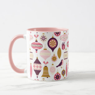Taza Navidades Holiday Vintage Retro Decoraciones Baubl