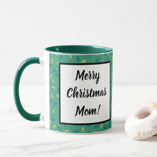 Taza Navidades Holly Leaves & Berries con Snowflakes (Con donut)