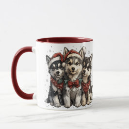 Taza Navidades Husky Dogs