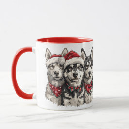 Taza Navidades Husky Dogs