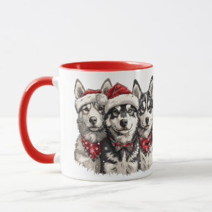 Taza Navidades Husky Dogs