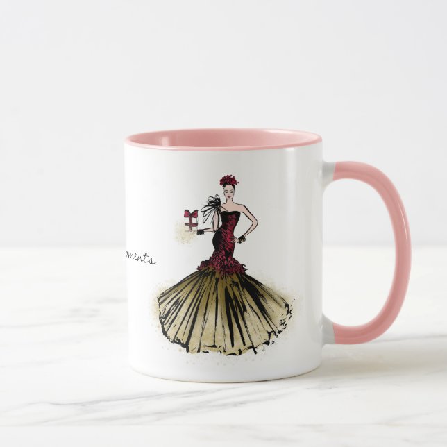 Taza Navidades Ilustracion de moda con paquete (Derecha)