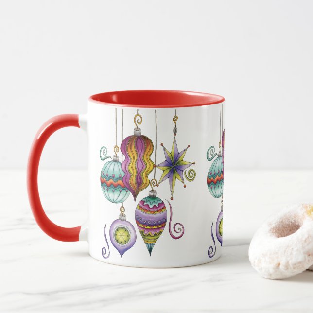 Taza Navidades íntimos, adornos de vidrio elegante y br (Con donut)