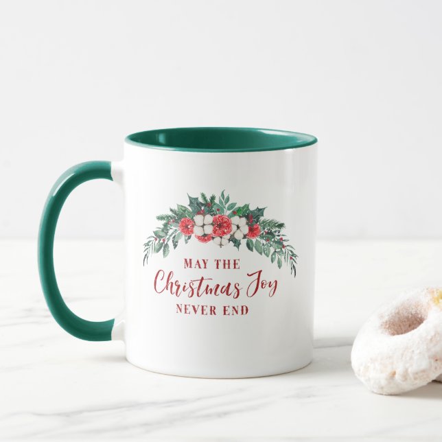 Taza Navidades Joy Evergreen Bouquet Coffee de vacacion (Con donut)