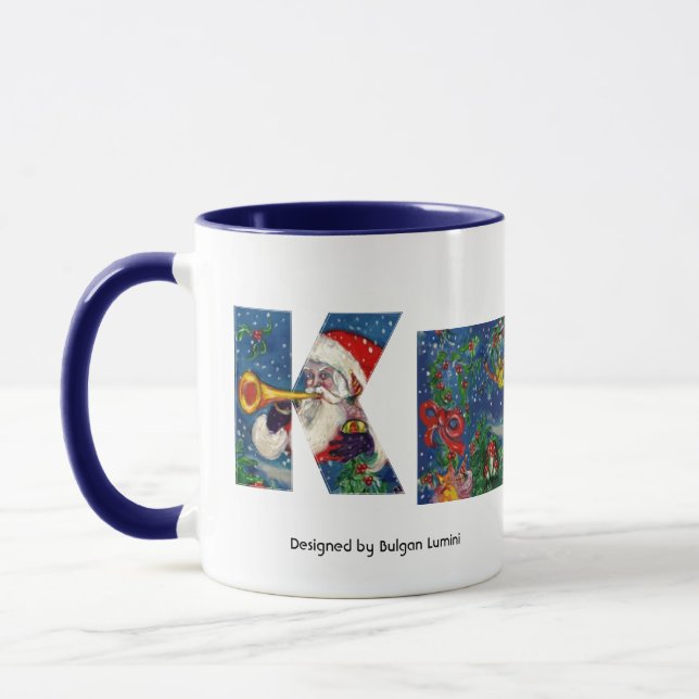 TAZA NAVIDADES K LETTER / SANTA CLAUS BUGLER MONOGRAM (Izquierda)