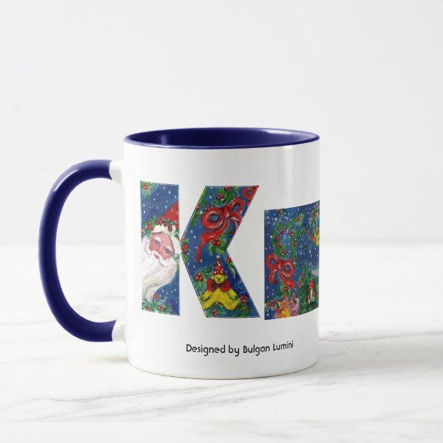 TAZA NAVIDADES K LETTER / SANTA RED RIBBON MONOGRAM (Izquierda)