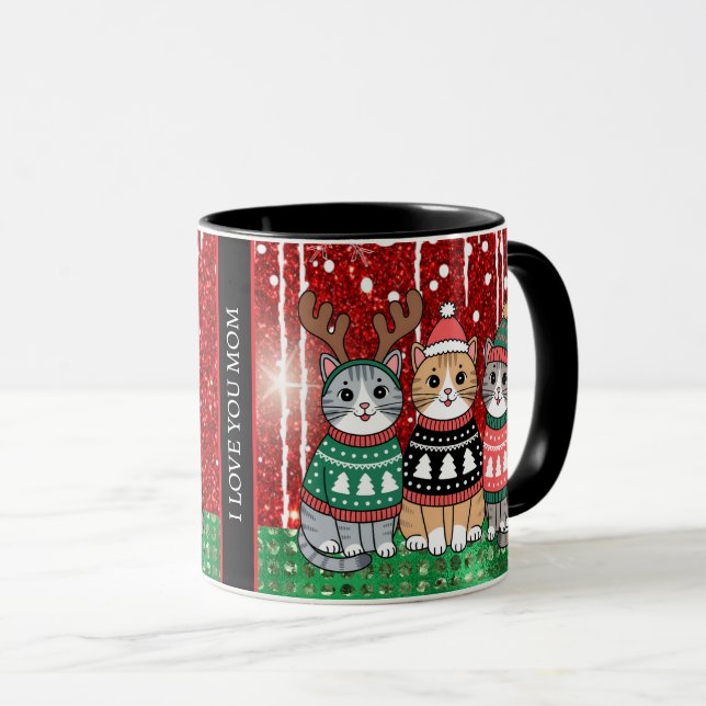 Taza Navidades lindos Gatos que te amo mamá (Anverso derecho)