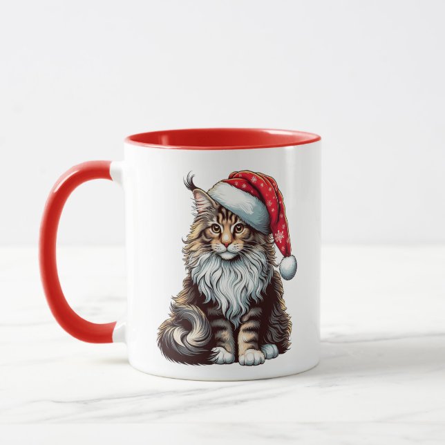 Taza Navidades Maine coon cat, gatito de Santa Maine Co (Izquierda)