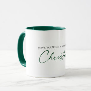 Taza Navidades Minimalistas de la pluma de tinta verde 