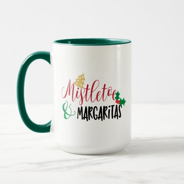 Taza Navidades Mistletoe y Margaritas, Navidad Cheer Di (Izquierda)