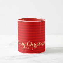 Navidades modernos Red Stripes Faux Gold Script Na
