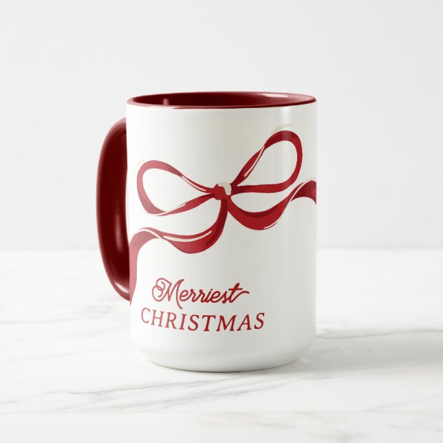 Taza Navidades modernos retro rojo hace vacaciones (Anverso izquierdo)