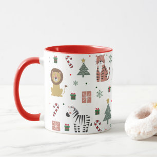 Taza Navidades modernos Safari Animales Tiger Lion Zebr