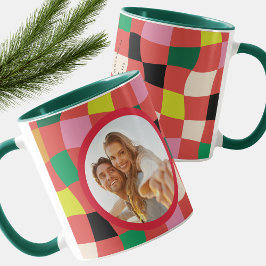 Taza Navidades modernos y coloridos de Tartán Plaid
