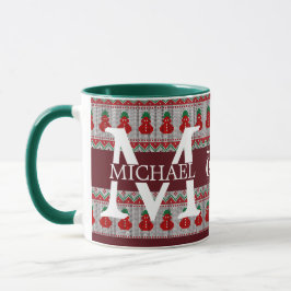 Taza Navidades monogramas modernos y sencillos