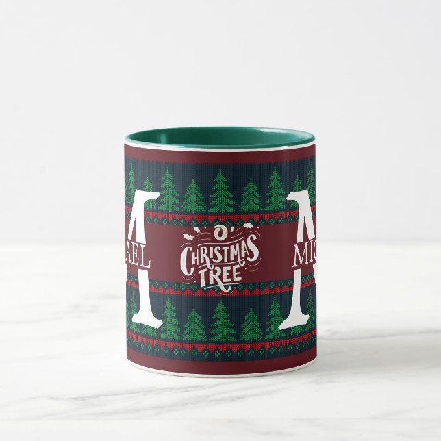 Taza Navidades monogramas modernos y sencillos (Centro)