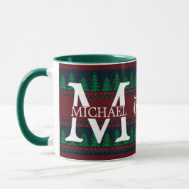 Taza Navidades monogramas modernos y sencillos