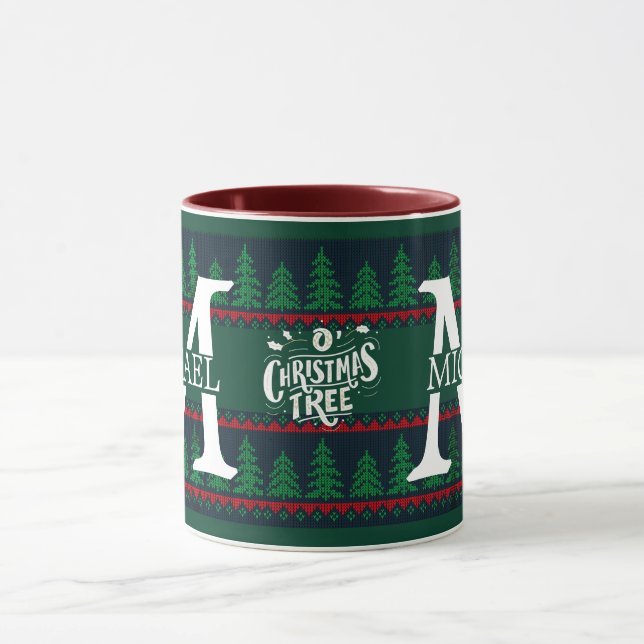 Taza Navidades monogramas modernos y sencillos (Centro)