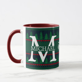 Taza Navidades monogramas modernos y sencillos