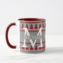 Taza Navidades monogramas modernos y sencillos