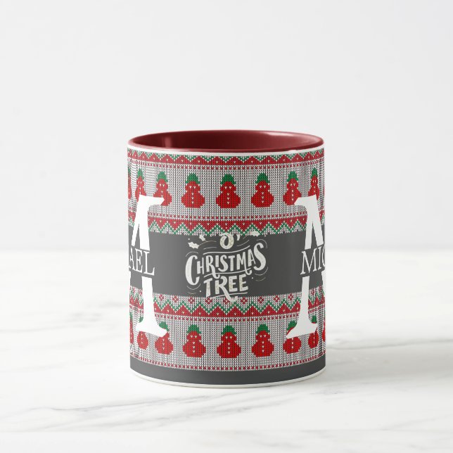 Taza Navidades monogramas modernos y sencillos (Centro)