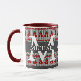 Taza Navidades monogramas modernos y sencillos