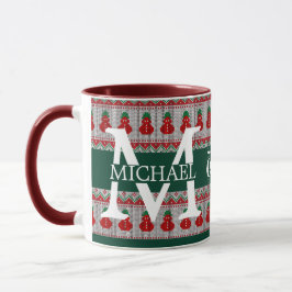 Taza Navidades monogramas modernos y sencillos
