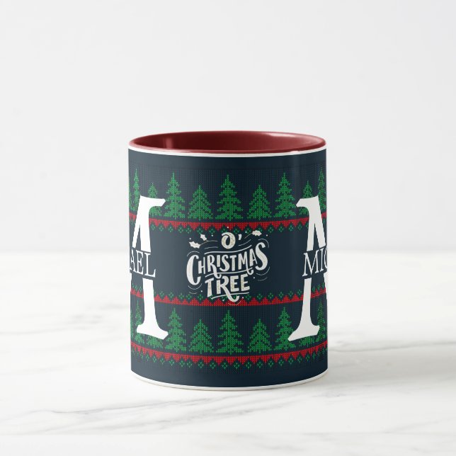 Taza Navidades monogramas modernos y sencillos (Centro)