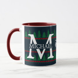Taza Navidades monogramas modernos y sencillos