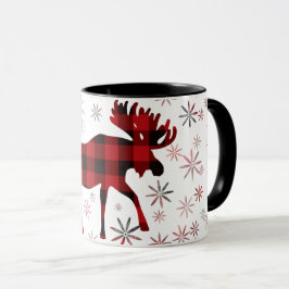 Taza Navidades Moose platillos rojos copos de nieve