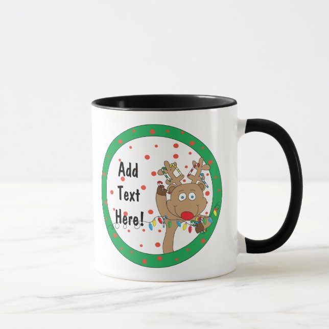 Taza Navidades Mug 11 oz. Personalización de renos (Derecha)