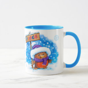 Taza Navidades mug nombre personalizado Peace Robin