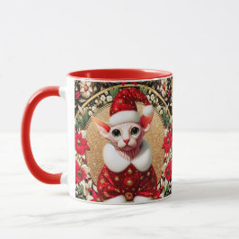 Taza Navidades Mug Sphynx Cat Santa Elf