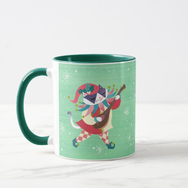 Taza Navidades Music Elf Cat Green (Izquierda)