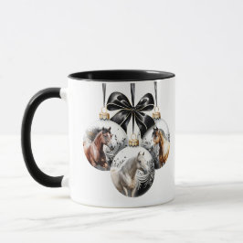 Taza Navidades negros y dorados de caballos