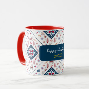 Taza Navidades nórdicos con renos y copos de nieve