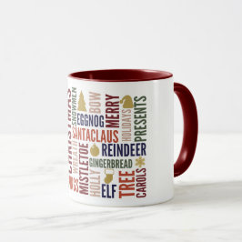 Taza Navidades Palabras café feriado Mug
