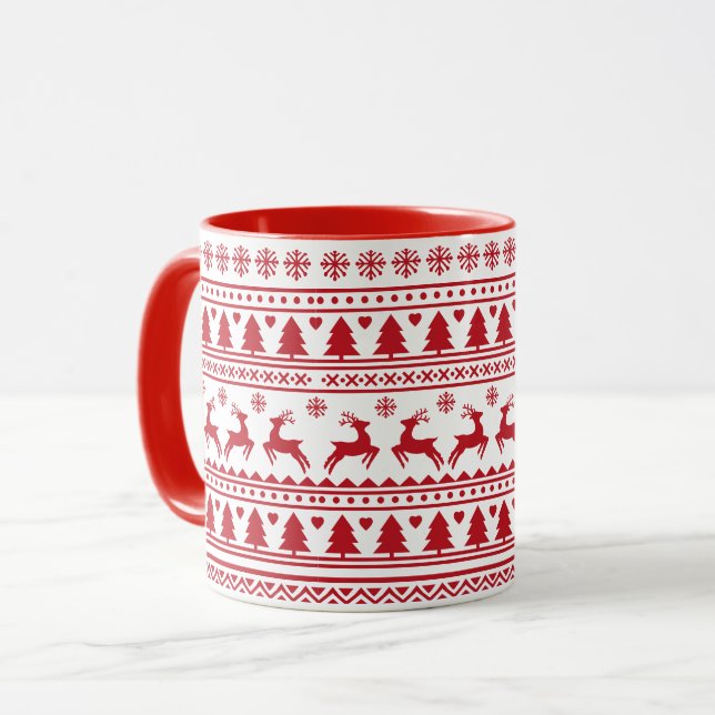 Taza Navidades patrón clásico escandinavo (Anverso izquierdo)