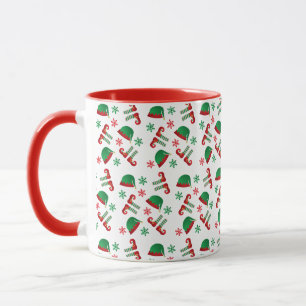Taza Navidades Patrón Elf Snowflakes Red