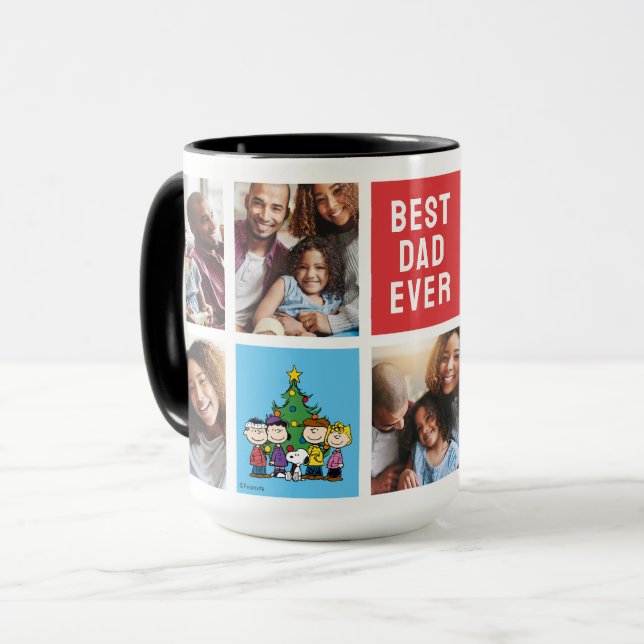 Taza Navidades Peanuts | Collage de fotos de papá (Anverso izquierdo)
