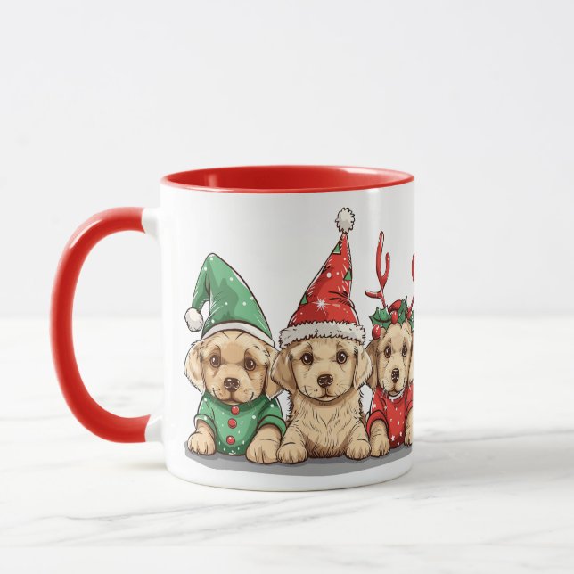 Taza Navidades Perros recuperadores de labrador amarill (Izquierda)