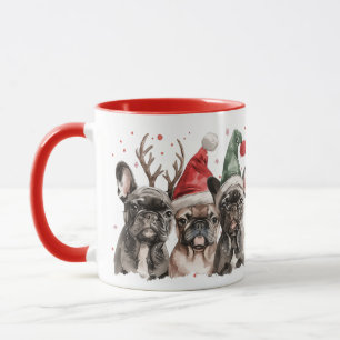 Taza Navidades Perros renos Bulldoges franceses