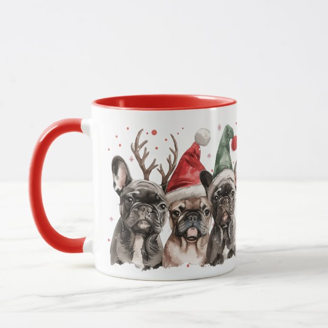 Taza Navidades Perros renos Bulldoges franceses (Izquierda)