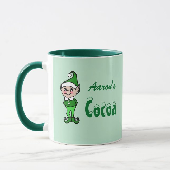 Taza Navidades personalizados Elf Cocoa Mug Gift (Izquierda)