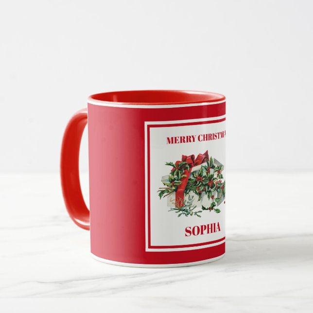 Taza Navidades personalizados Festividad de regalo de N (Anverso izquierdo)