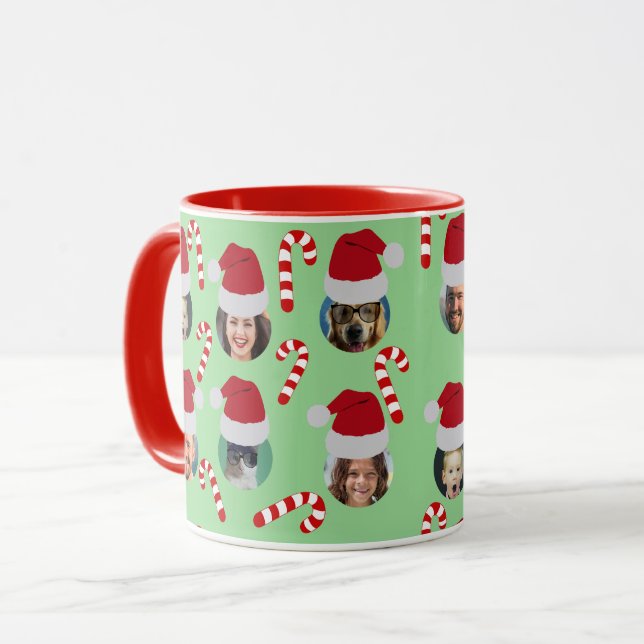 Taza Navidades personalizados Funny Family Photo Santa  (Anverso izquierdo)