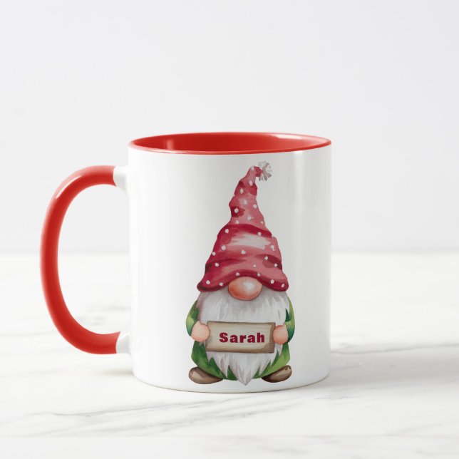 Taza Navidades personalizados Gnome Nombre personalizad (Izquierda)
