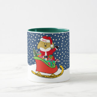 Taza Navidades personalizados GoldenDoodle Santa Sleigh